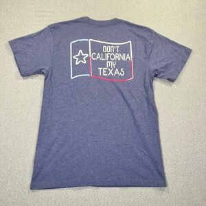Burlebo Shirt Mens M Blue "Dont California My Texas" Graphic Pocket T-Shirt Tee